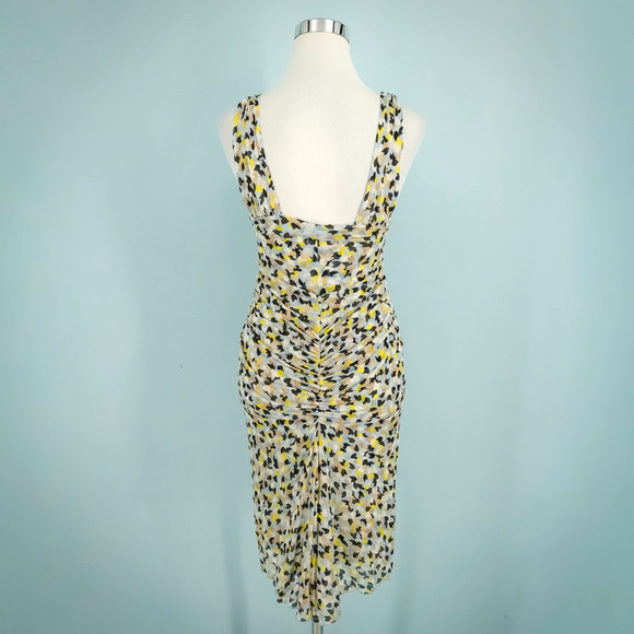 Diane Von Furstenberg Size 4 Aslin Printed Sleeveless Gathered Ruched Silk Dress - Picture 3 of 7
